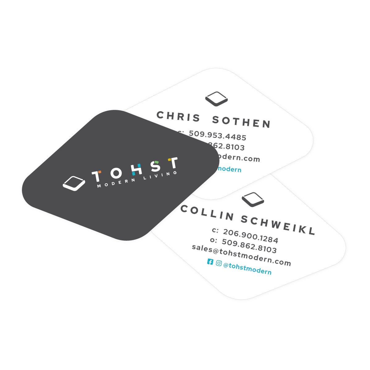 Tohst modern living custom business card branding design
