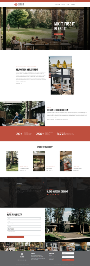 Blend Outdoor Design website branding design